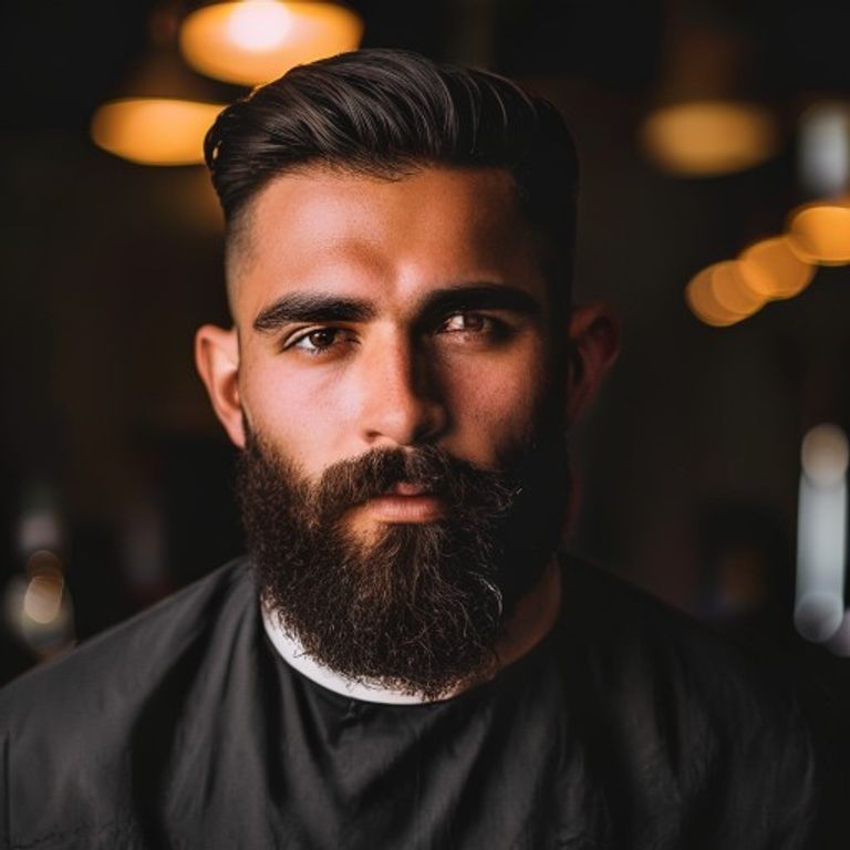 Mismo cliente con mid fade y barba sculpt