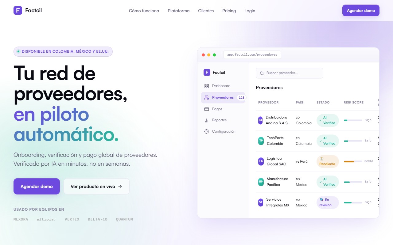 Captura de la web de Factcil hecha por Vortik