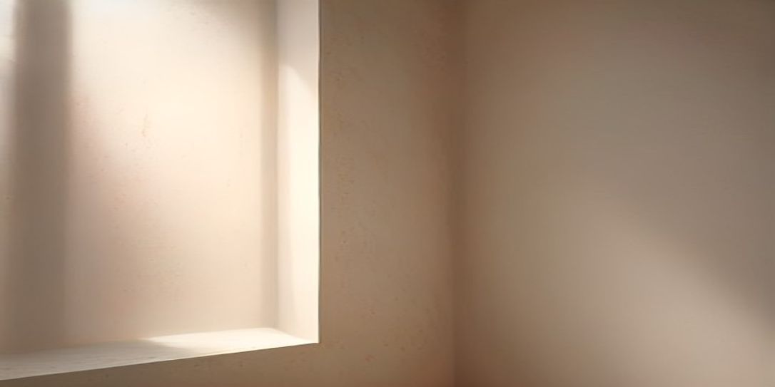 Pared de yeso beige con la luz de la mañana entrando de costado